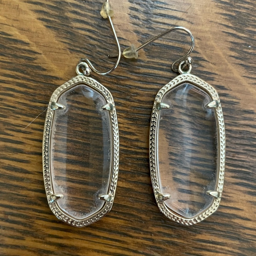 Kendra Scott Elle Gold Drop Earrings with Clear Stone